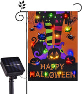 FLAGMESAGE Halloween Lighted Garden Flag featuring witch feet, front view