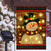 FLAGMESAGE Lighted Christmas Snowman Garden Flag front view