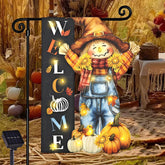 FLAGMESAGE lighted garden flag front view with scarecrow design