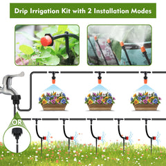 Flantor drip irrigation nozzles and faucet connector