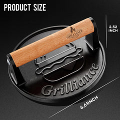 Flat bottom of Grilliance burger press showcasing smooth surface