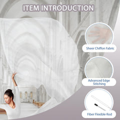 Flexible rod for Baisdan worship flags with white chiffon fabric