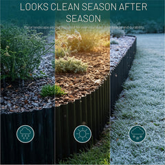 Flexible STIRLINGEAR garden edging curved around flower beds