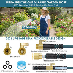 FlexiSolve garden hose with 360° swivel fitting close-up