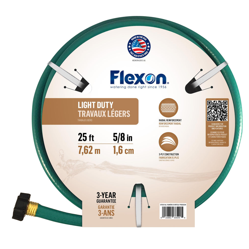 Flexon 5/8-Inch by 25-Foot Garden Hose, Green, front view