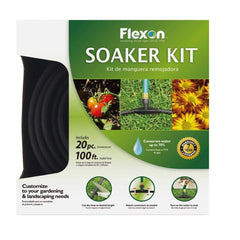 Flexon Soaker Hose Kit 20-Piece 100 ft black hose and connectors