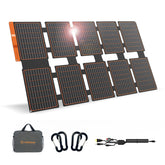 FlexSolar 100W solar panel front view with folded design