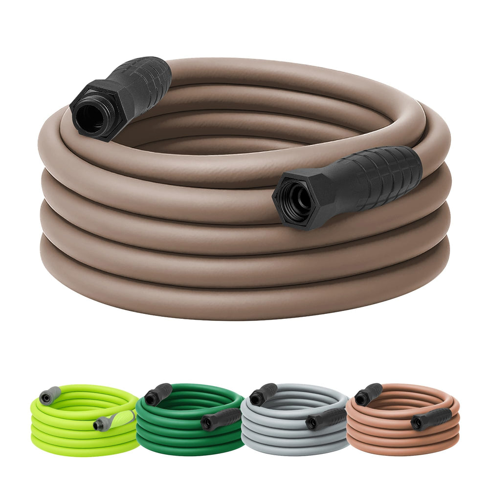 Flexzilla 50ft garden hose in brown mulch color with SwivelGrip ends