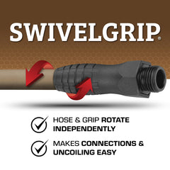 Flexzilla hose coiled with earth-tone background