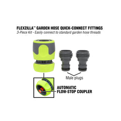 Flexzilla Quick-Connect fittings installed on a garden hose