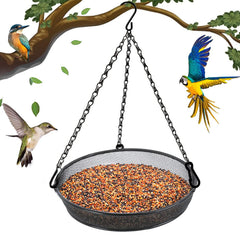 FLINTER bird feeder black metal mesh tray front view