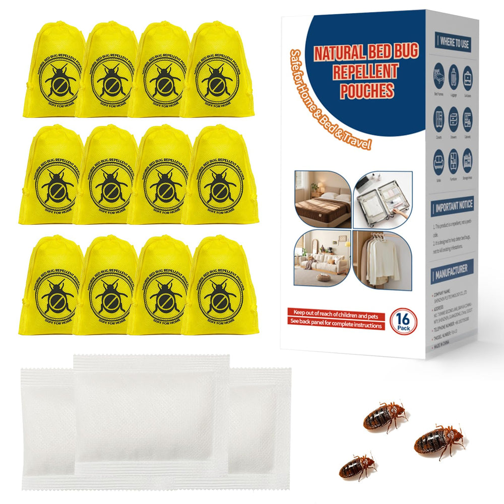 FLODTEEK Bed Bug Repellent Pouches, yellow packaging, front view