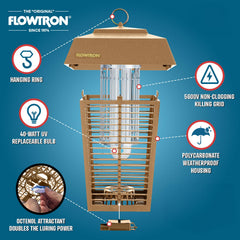 Flowtron Bug Zapper showing 5,600V kill grid