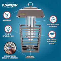 Flowtron Bug Zapper showing 5600V shock grid