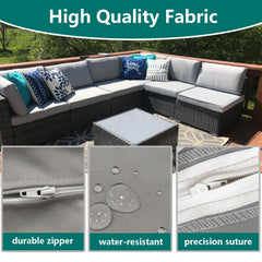 FLYMEI Patio Cushion Cover Grey 24x24x4 inch close-up texture