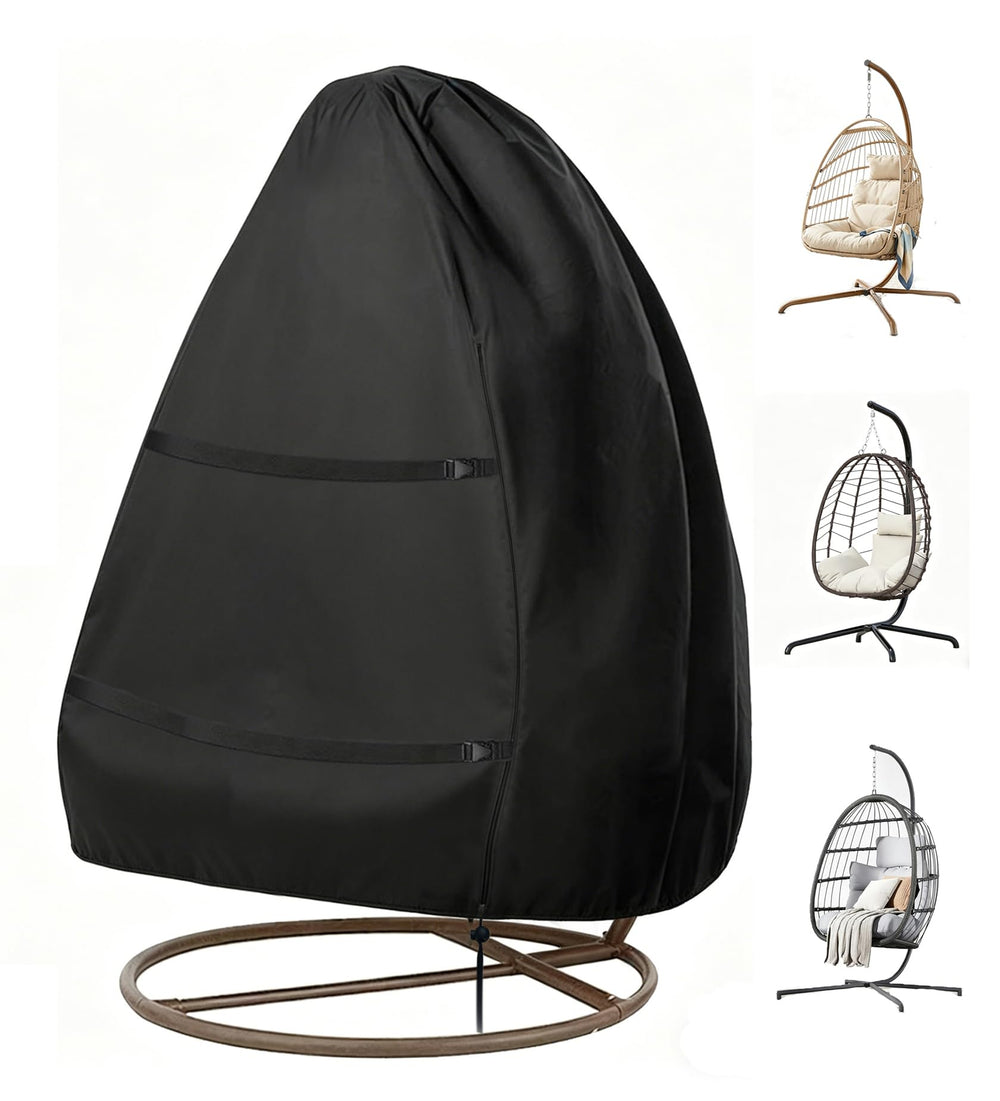 FLYMEI Patio Egg Chair Cover black front view