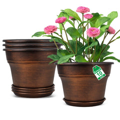 Fodetyff 10 inch copper planter front view with saucer