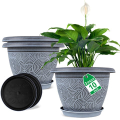 Fodetyff 10 Inch Flower Pot Blue Front View