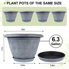 Fodetyff 16 inch blue planter pot with plant
