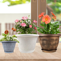 Fodetyff 16 inch blue planter pot with saucer