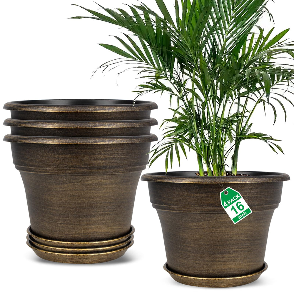 Fodetyff 16 inch gold planter front view