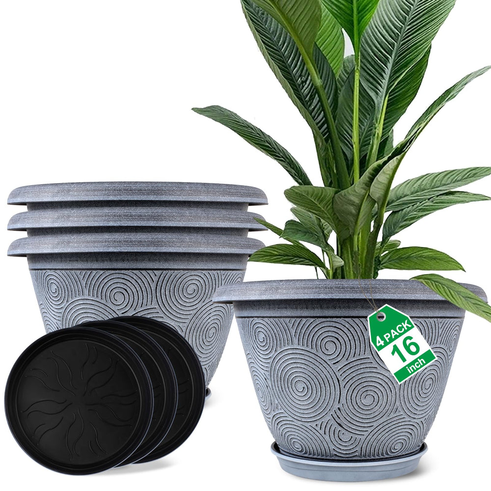 Fodetyff 16 inch large blue planter pot front view