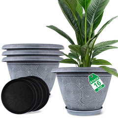 Fodetyff 16 inch large blue planter pot front view