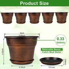 Fodetyff 6 inch copper planter set of 6 displayed on a shelf