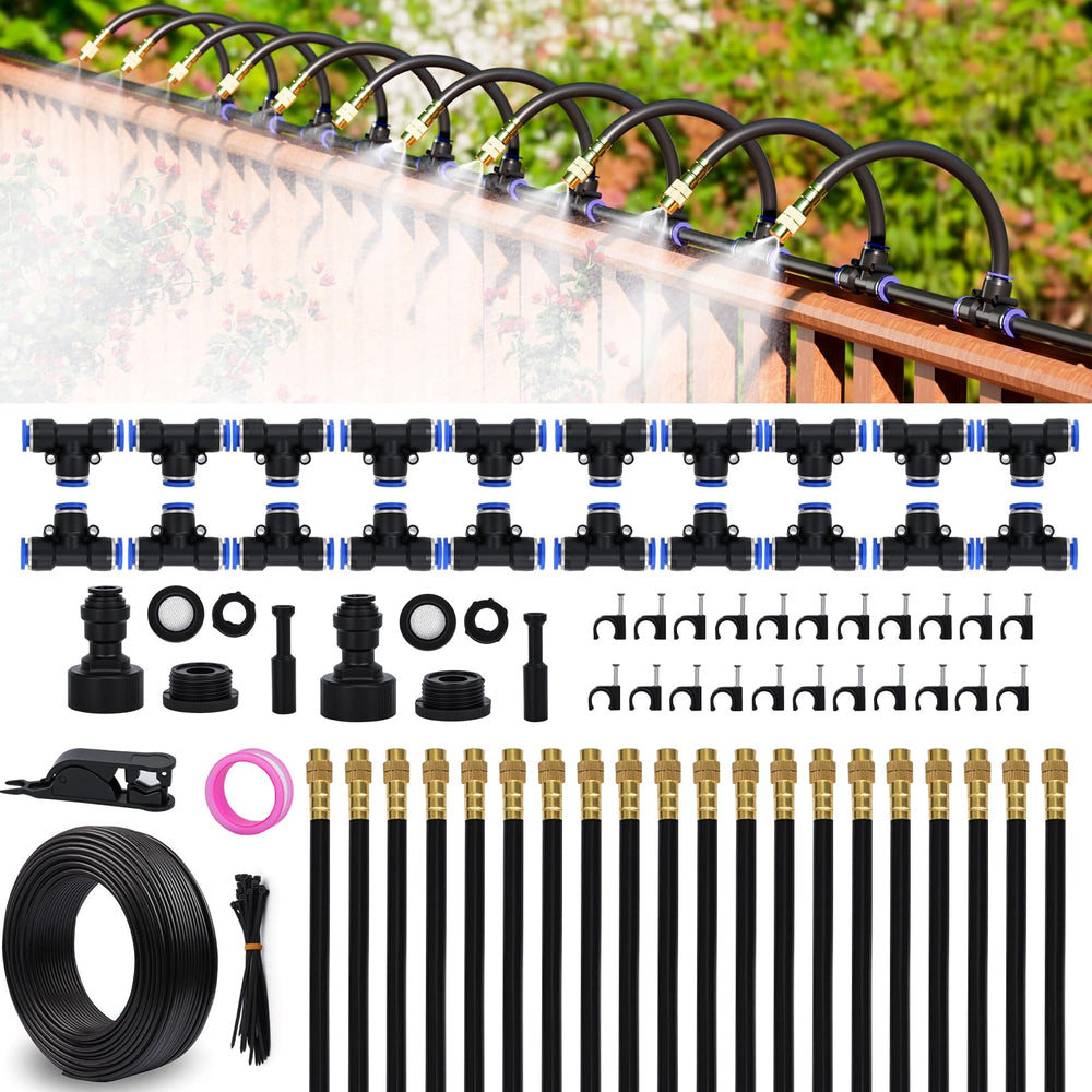 FOKATY 66 FT Drip Irrigation System with nozzles and hose
