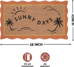 Folkulture Summer Door Mat side view showing coir texture