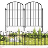 FOREHOGAR Metal Garden Fence 17"H x 10ft black panels front view