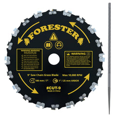 FORESTER 9-inch Chainsaw Brush Cutter Blade front view with teeth