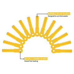 FourShow replacement blades displayed with trimmer head