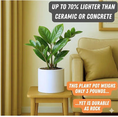 Fox & Fern Large Planter 8 Inch White Glossy side view