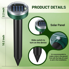 Fretech solar-powered mole repellent stake close-up