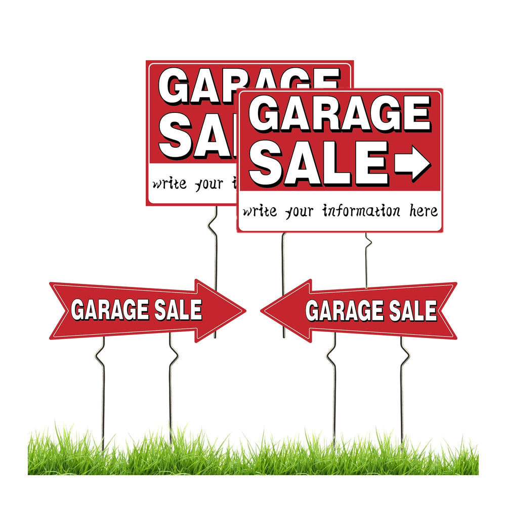 Frohllia 4 Pack Garage Sale Signs, red color, front view
