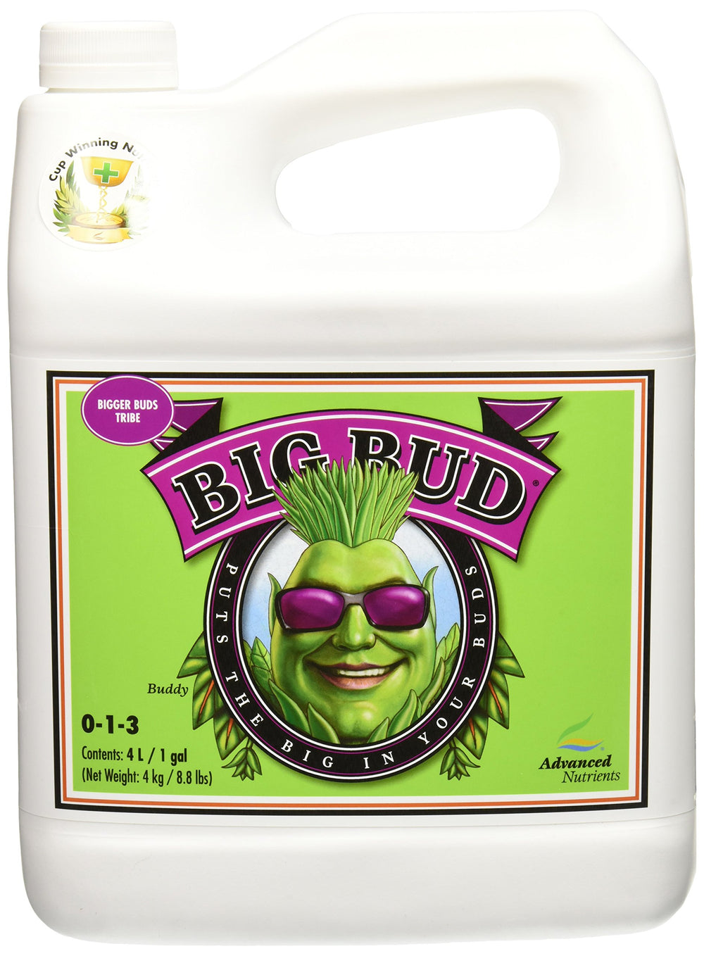Front view of Advanced Nutrients Big Bud Liquid Fertilizer 4L container