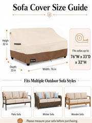 Front view of ANartcle Patio Sofa Cover 76W x 32.5D x 33H