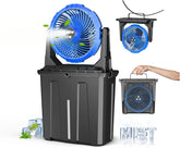 Front view of Ausic 10-inch Portable Misting Fan in blue