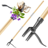 Front view of BellaJoyz Stand Up Weed Puller Tool with 4-claw steel head