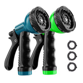 Front view of Besiter garden hose nozzle sprayer in blue green