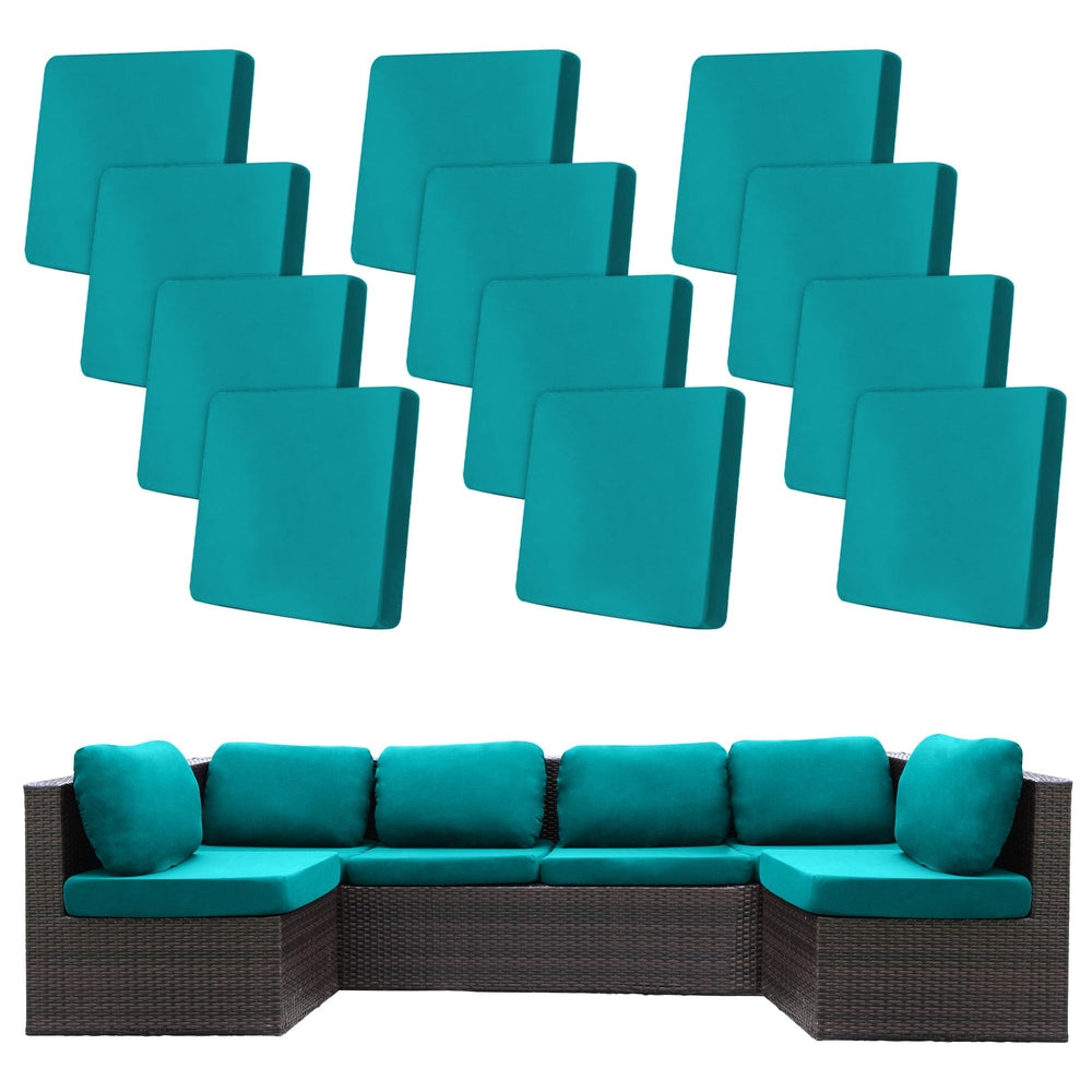 Front view of BIETYONE outdoor cushion covers in peacock blue