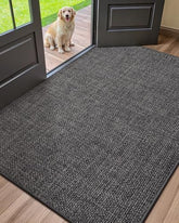 Front view of Color&Geometry Ultra-Thin Indoor Door Mat 32x48 in charcoal grey