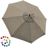 Front view of EliteShade 9FT patio umbrella canopy cover in khaki