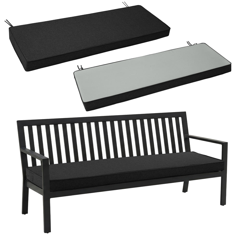 Front view of Fitfree Outdoor Bench Cushion 45x16 in black