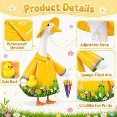 Front view of GJL raincoat for 23 inch goose with floral patterns