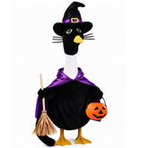 Front view of Halloween Goose Outfit Set including witch hat and cape