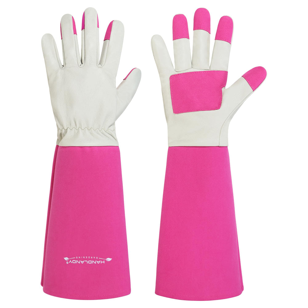 Front view of HANDLANDY Rose Pruning Gloves in pink
