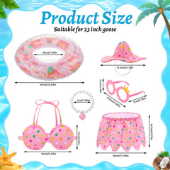 Front view of Hoemwarm Pink Bikini Goose Outfit with all accessories displayed
