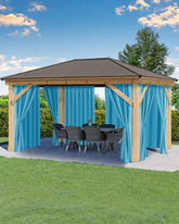 Front view of HolidayIdeas outdoor curtains in teal, 54x84 inches